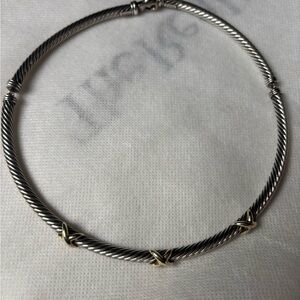 David Yurman Silver and Gold Cable Necklace